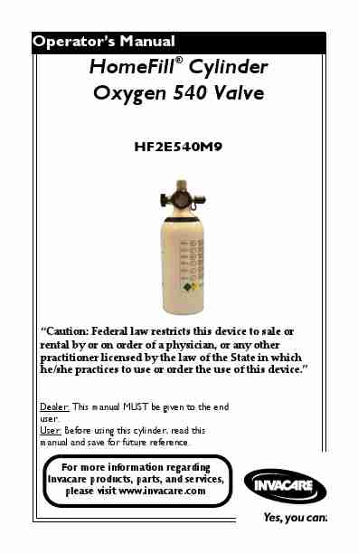 Invacare Oxygen Equipment HF2E540M9-page_pdf